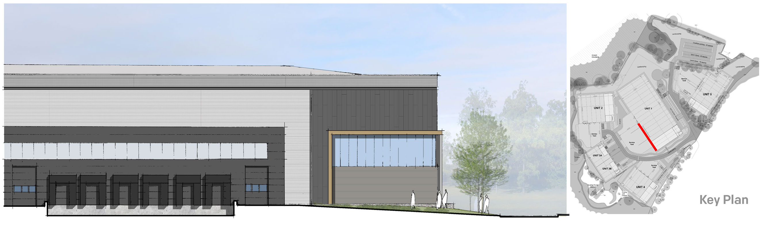 Illustrative image showing Unit 1 west elevation.